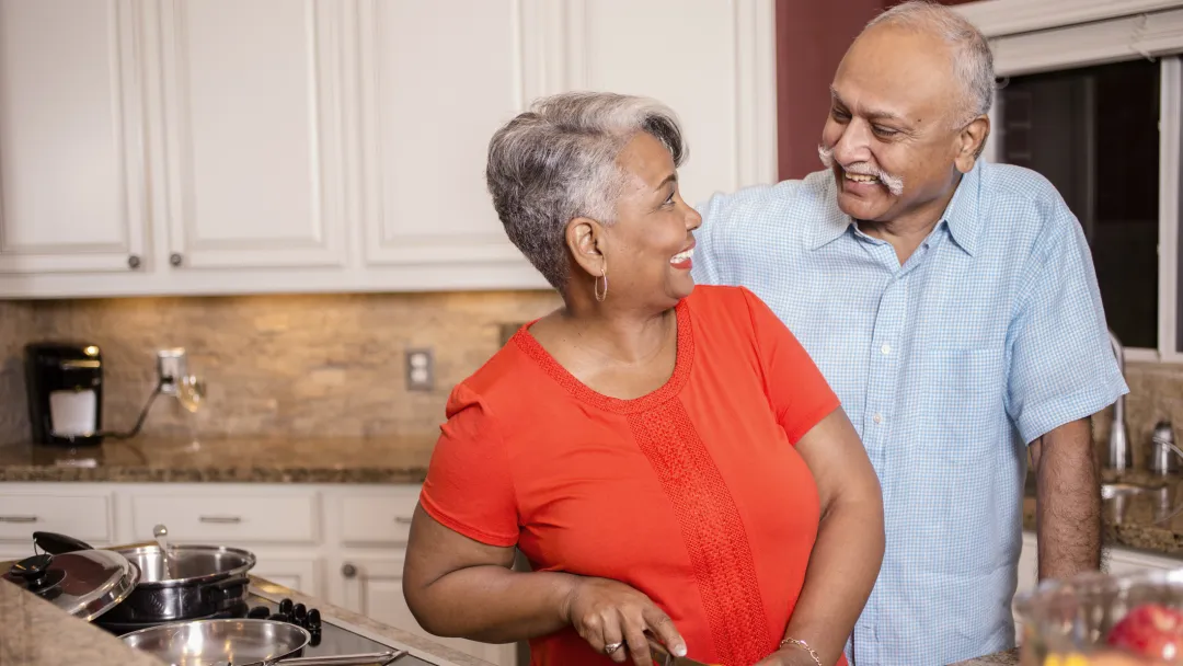 Couple cooking heart healthy meal