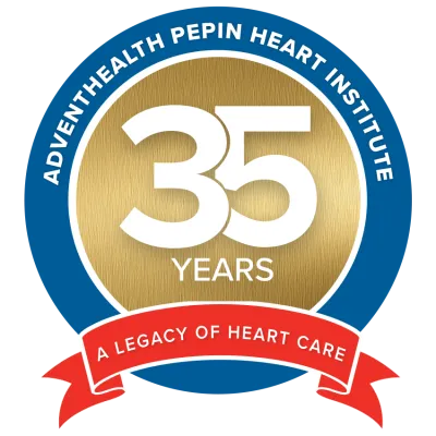 AdventHealth Pepin Heart Institute 35 Years Anniversary logo.