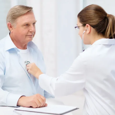 A man having a chest exam.