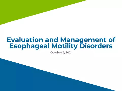 Evaluation and Management of Esophageal Motility Disorders